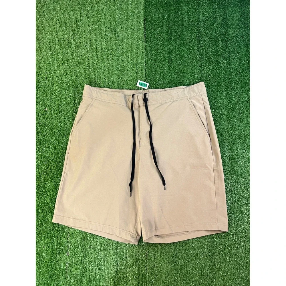 Tek Gear DryTek Mens Tan Khaki Performance Athletic Shorts Size MD Drawstring